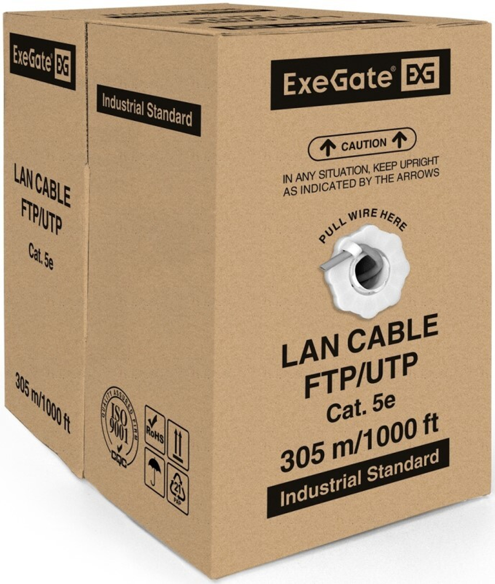 Кабель витая пара U/UTP 5 кат. 4 пары Exegate UTP4-C5e-CU-S24-IN-PVC-GY-305-FLUKE