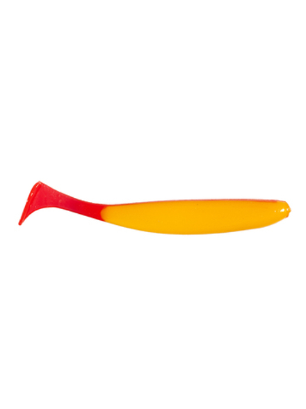 Приманка ZUB-IZI 99мм(4")-4шт, (цвет 011) желтое тело-красный хвост