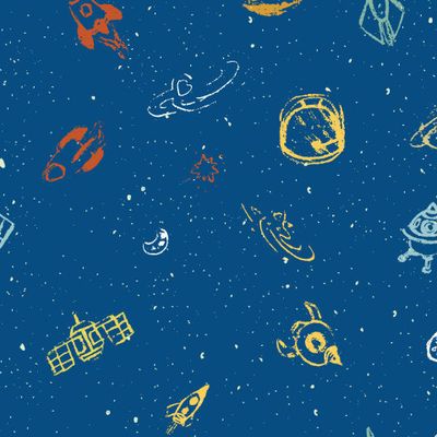 космонавты, ракеты, спутники и звезды