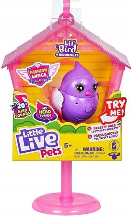 Интерактивная игрушка Little Live Pets Интерактивная птичка в клетке фиолетовая 26338