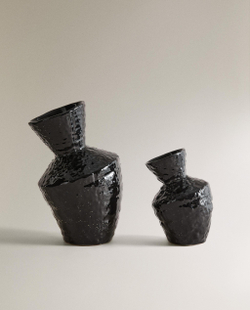 Zara Home Ваза из глины, цвет чёрный, 17 см