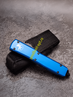 Тактический нож фронтально выкидной автоматический Microtech Синий