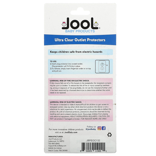 Jool Baby Products, Прозрачные защитные пленки для розеток, 32 шт.