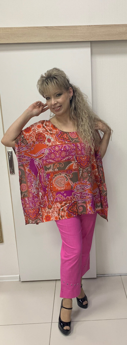 Пончо-туника яркой оранжевой расцветки