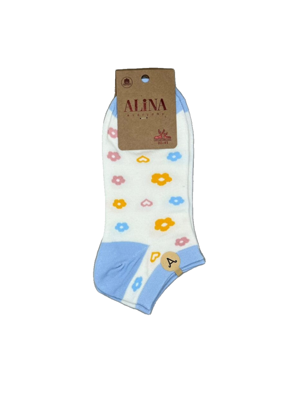 Короткие женские носки с цветочками бренд ALINA, 10 пар