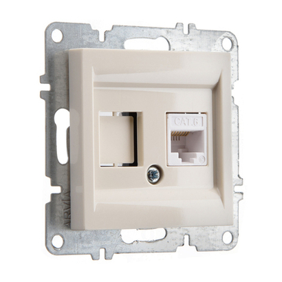 Розетка компьютерная ARVIA Electric, кат. 6, 1 гнездо, слоновая кость 50021000247