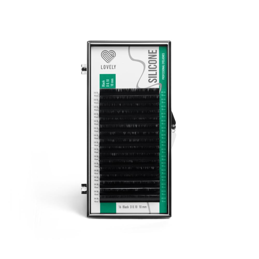 Черные ресницы Lovely Silicone 16 линий mix