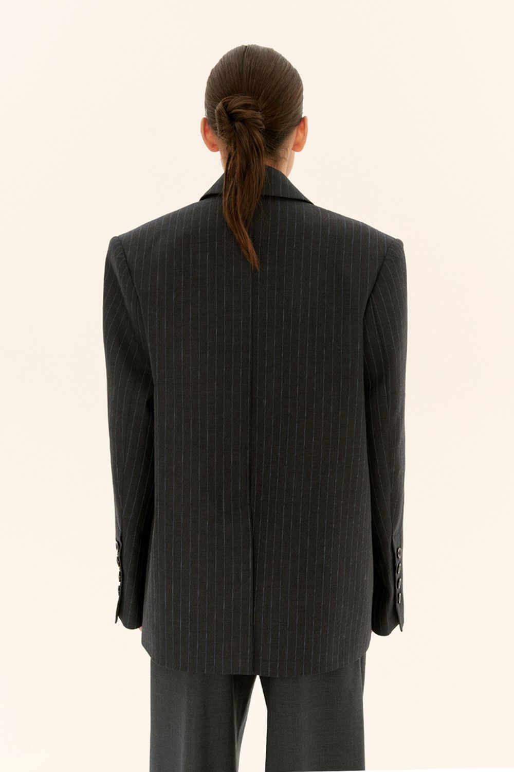 Жакет двубортный в полоску ((Время - деньги)), темно-серый