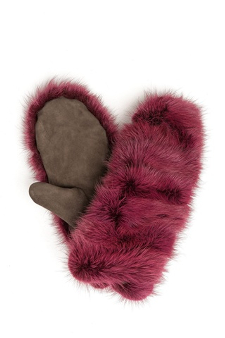 Рукавицы из меха норки и замши