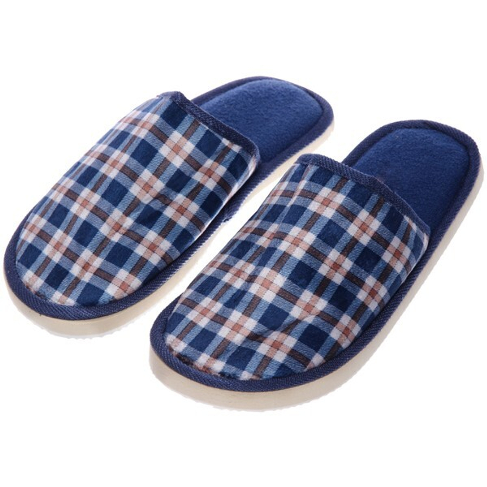 Тапочки домашние мужские «Классическая клетка», цвет синий, 44-45р (маломерки)