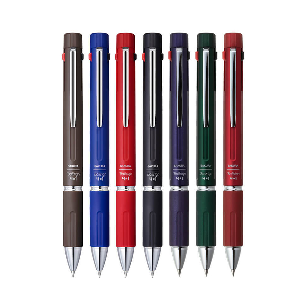 Многофункциональная ручка Sakura Ballsign 4+1 красная