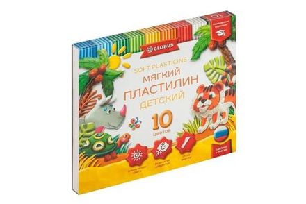 Пластилин 10цв 150гр. Детский мягкий к/к, стек
