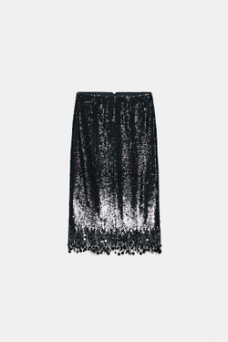 ZARA ДЛИННАЯ ЮБКА С ПАЙЕТКАМИ ZW COLLECTION, ЧЕРНЫЙ