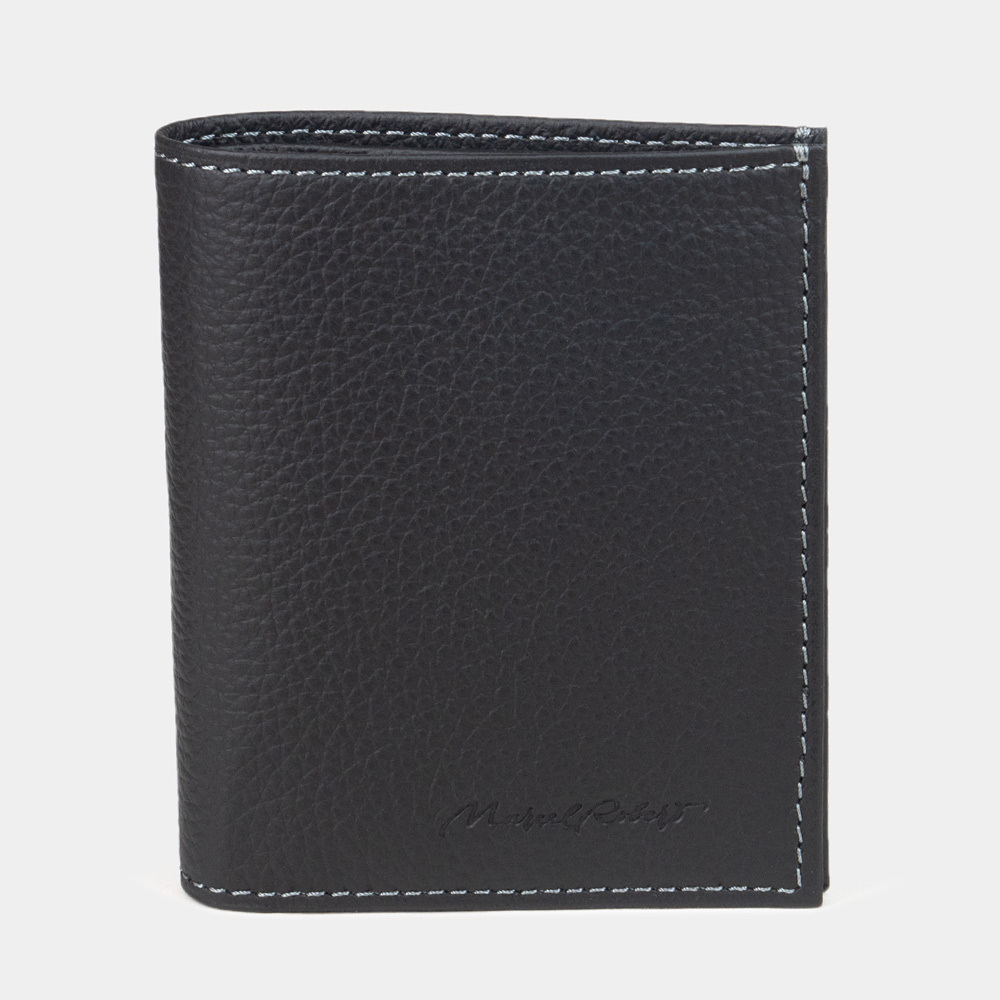 Портмоне из натуральной кожи теленка, черного цвета