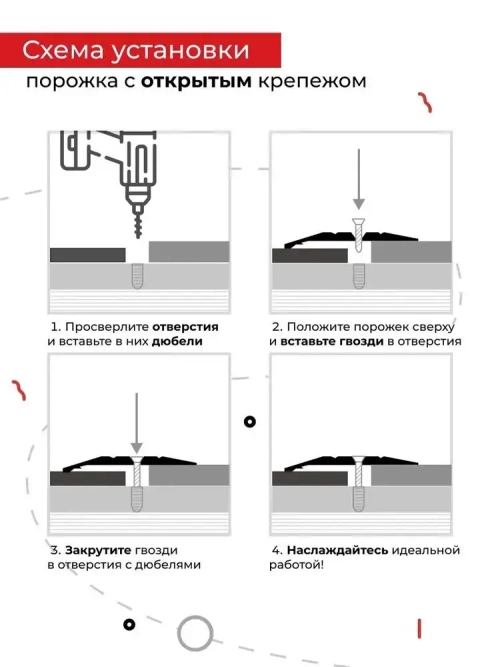 Порог металлический 37 мм 180 см для напольных покрытий на одном уровне