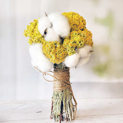 Букет сухоцветов Хлопок и Бессмертник 20х18 см