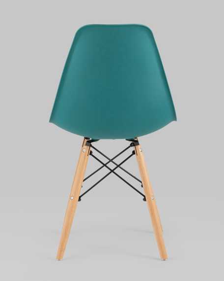 Eames Style DSW темно-бирюзовый пластик, стальной каркас, натуральный массив бука