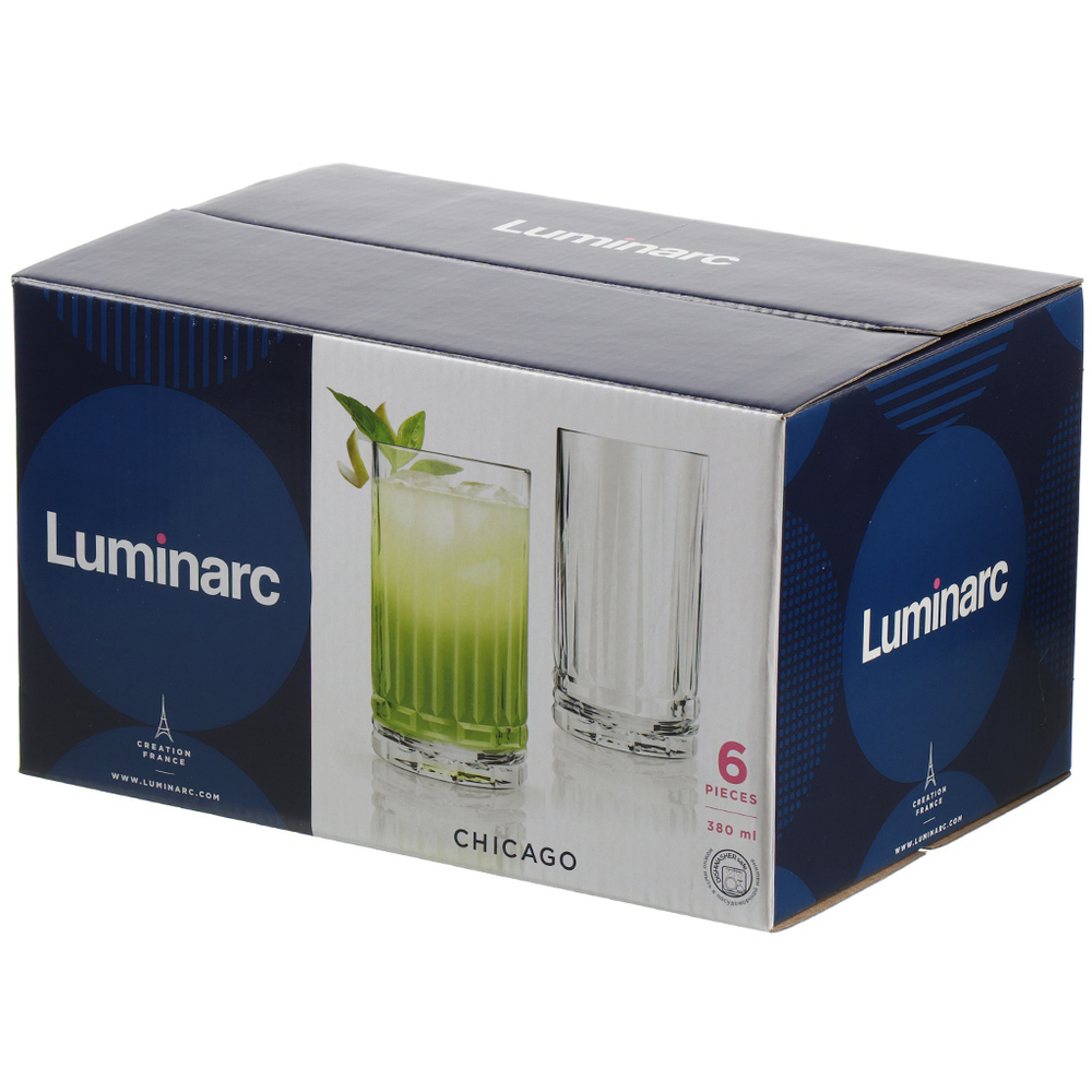 Стакан 380 мл, стекло, 6 шт, Luminarc, Чикаго, высокий, O0513