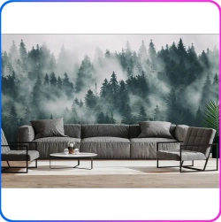 Фотообои 3d на стену флизелиновые Туманный лес 500х270 см Luxury Walls AM13105