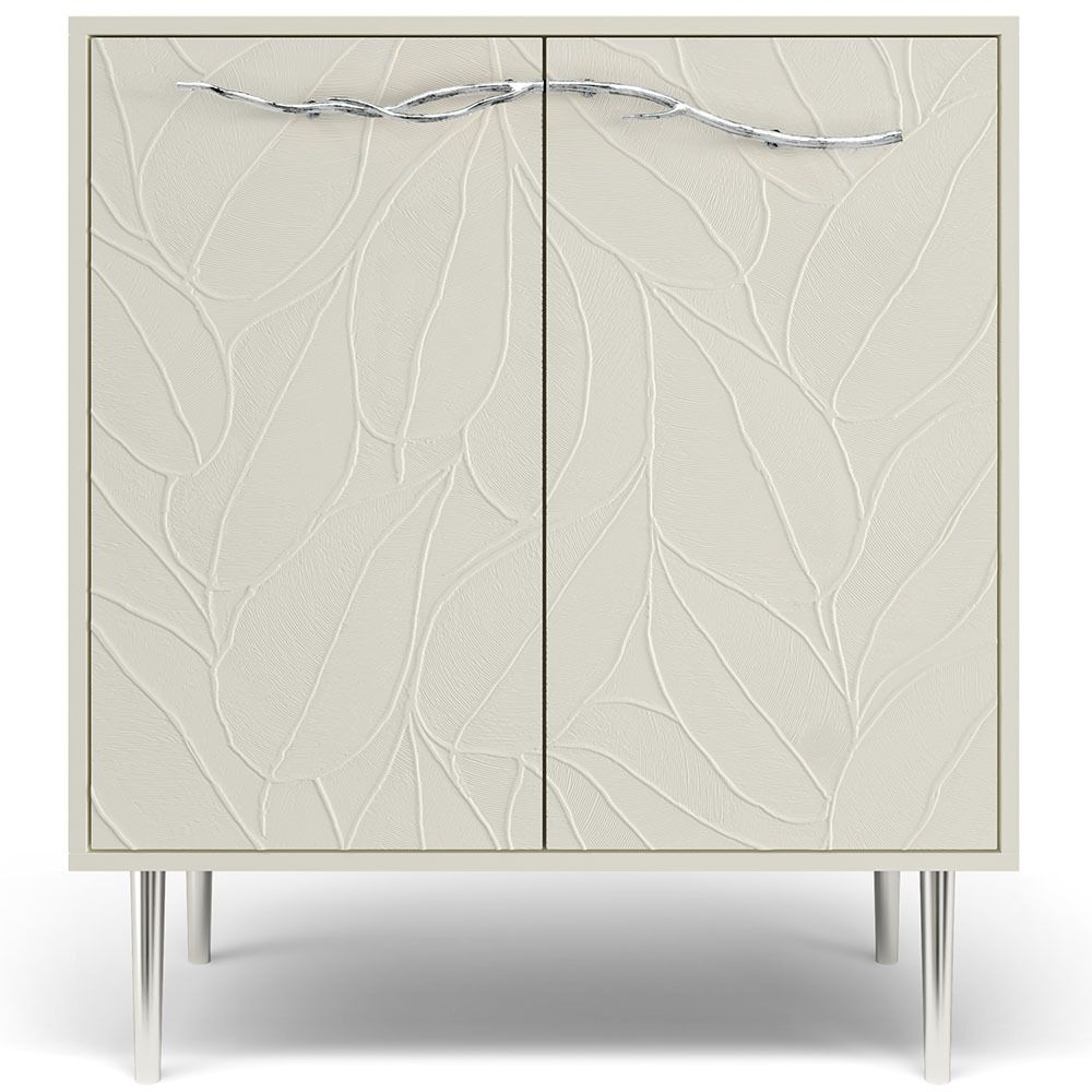 Комод Арт Колор leaves Стайл Сильвер с 2 полками Кремовый белый