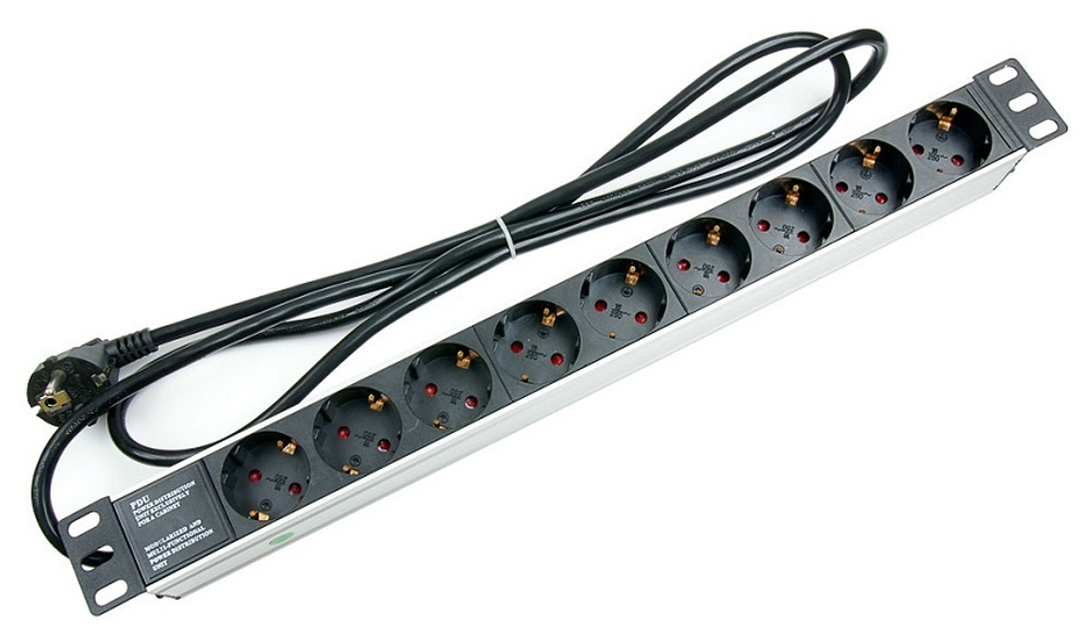 Блок розеток 19", 9 розеток Cabeus PDU-9P-2EU