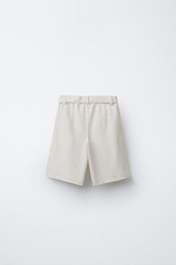 ZARA ШОРТЫ-БЕРМУДЫ С ПОЯСОМ, ЭКРЮ