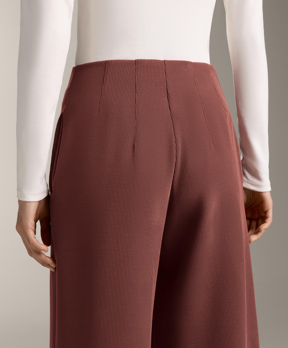 OYSHO Брюки с высокой посадкой в ​​рубчик, обитые мягким модалом, красное дерево