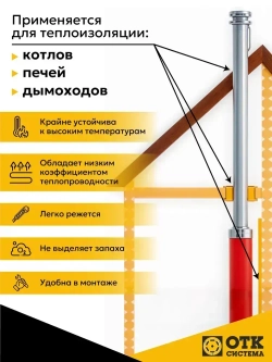 Каолиновая вата МКРР-130, теплоизоляция для печей и дымоходов, рулонный огнеупорный материал. Размер 1500*620*20 мм