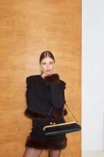 Юбка мини с мехом, Черный