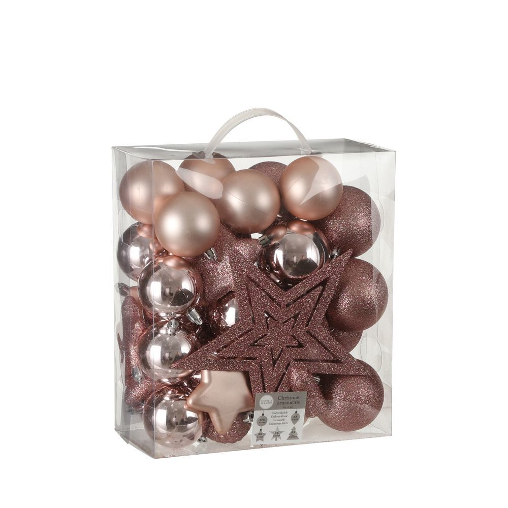 Набор шаров с верхушкой 40шт 8см House of Seasons розовый