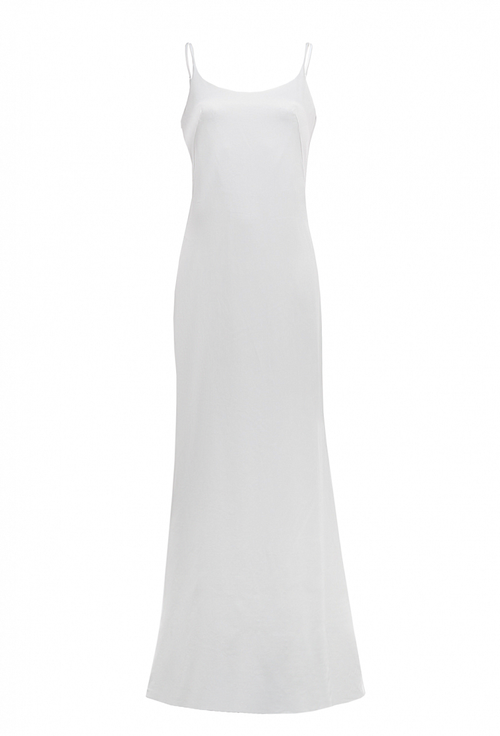 Платье в пол на тонких бретелях белое 22-01-24 SS