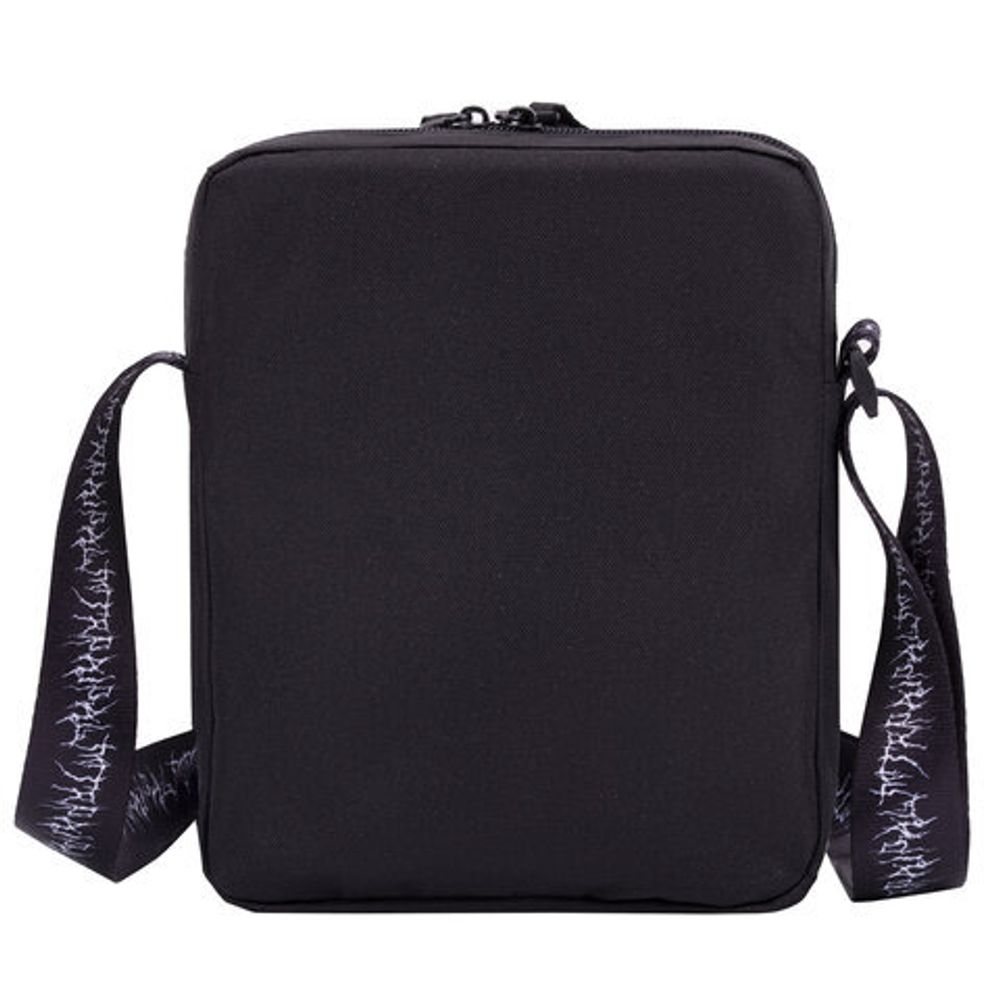 Сумка на плечо BRAUBERG COMPACT с карманом, черная с принтом, 23х17х5 см, 271686