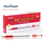 Набор Ручка шариковая MunHwa MC Gold красная, 0.5мм, масляный стержень, грип, 12шт