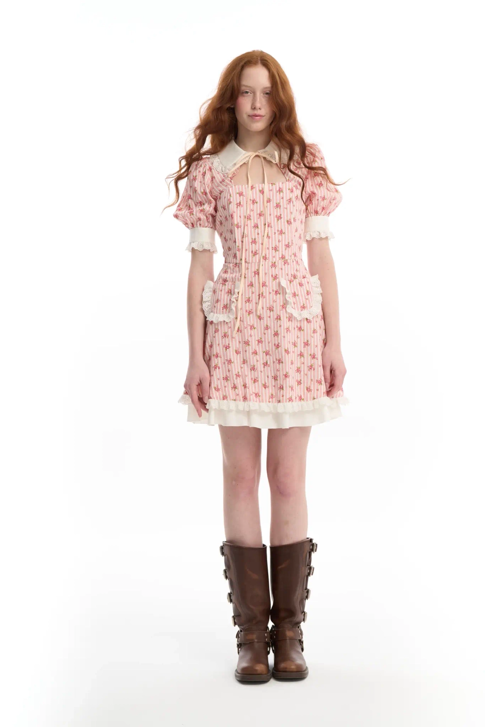 Платье-мини корсетное с накладными карманами