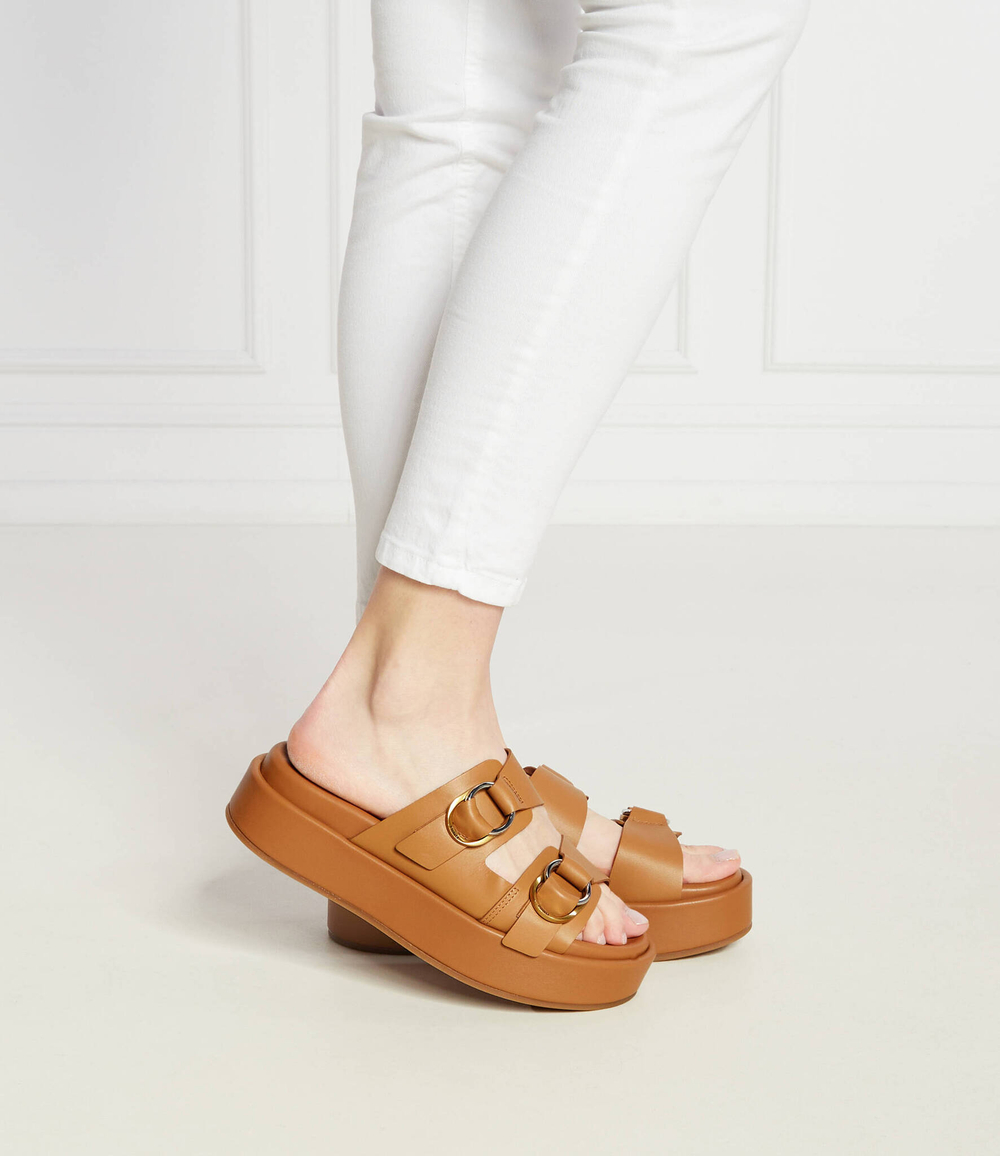 Шлепанцы кожаные flores Pinko - коричневый(SD0057 P001)