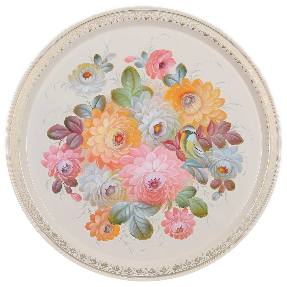 Жостовский поднос декоративный, размер 50 см (A24), металлический