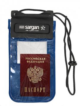 Чехол водонепроницаемый Sargan Сухов ОК для телефона с окном для документов 12см*18см синий