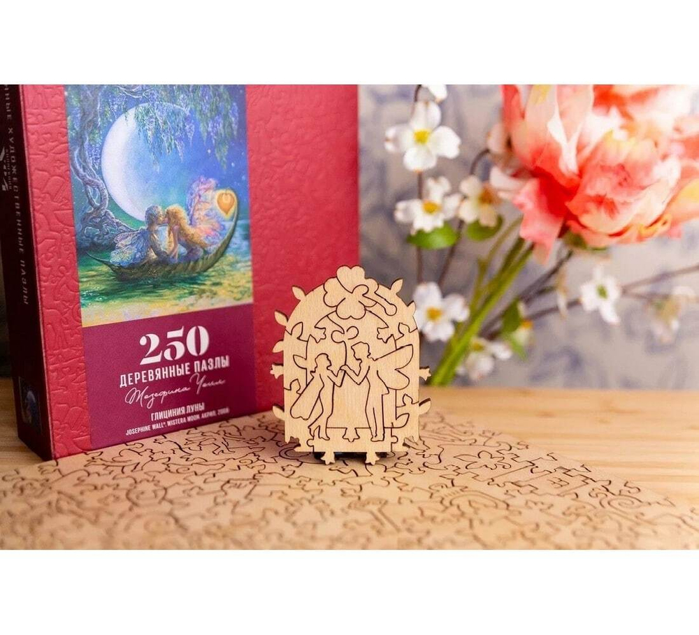 Глициния луны (Wisteria moon) от DAVICI - деревянный пазл с деталями разных формы, картина настоящего художника, которую вы собираете сами