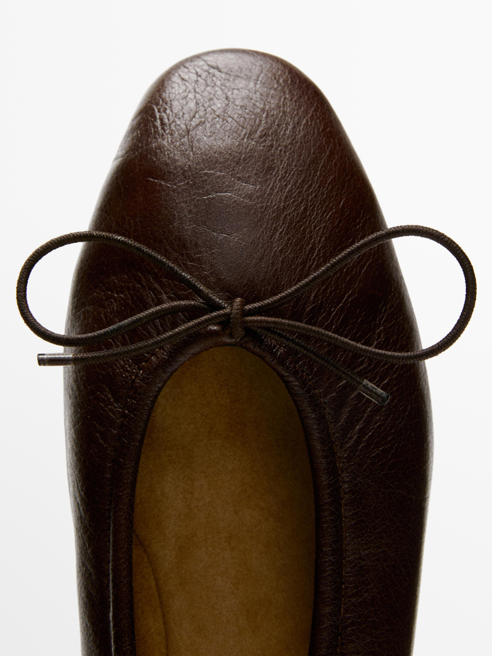 Massimo Dutti Балетки со сборками и бантом, коричневый