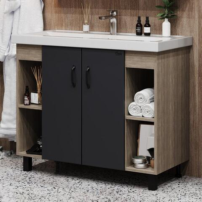 Тумба Onika ТИМБЕР 100.10 серый мат. дуб сонома с раковиной Kirovit ФОСТЕР 100