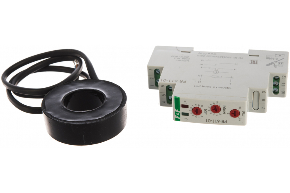 Реле контроля тока PR-611-01 (диапазон измер-я тока 20-110А) с задержкой отключения 230В 10А IP20