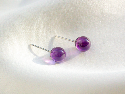 Серьги-гвоздики "Шарик. Аметист" 7мм