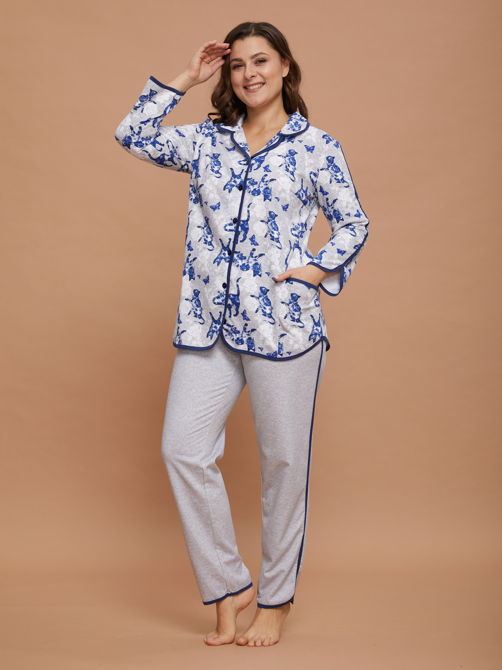 Кофта Кфн-002Х/серый-кошкибабочки