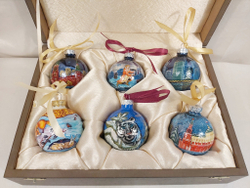 Набор елочных шаров  с ручной росписью Палех  "Новогодний"