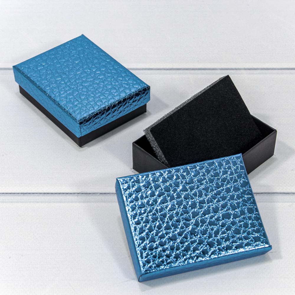 Коробка Ювелирная 7х9х3 см Набор 2 шт "Кожа крокодила" (Синий)