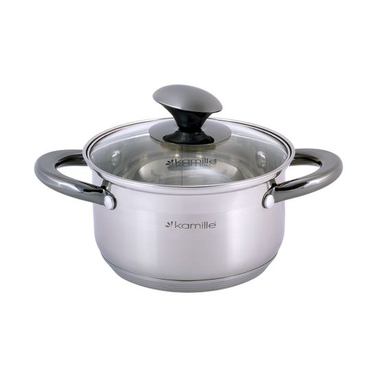 Набор кастрюль 6 предметов Kamille KM 4926  (1 л; 1,5 л; 2 л.) из нержавеющей стали с черными ручками