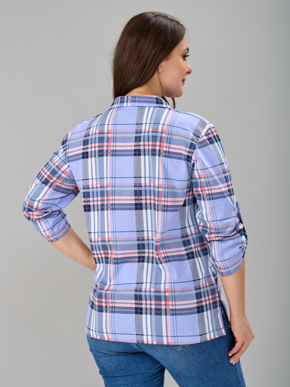 Рубашка Р-001/клетка-голубая