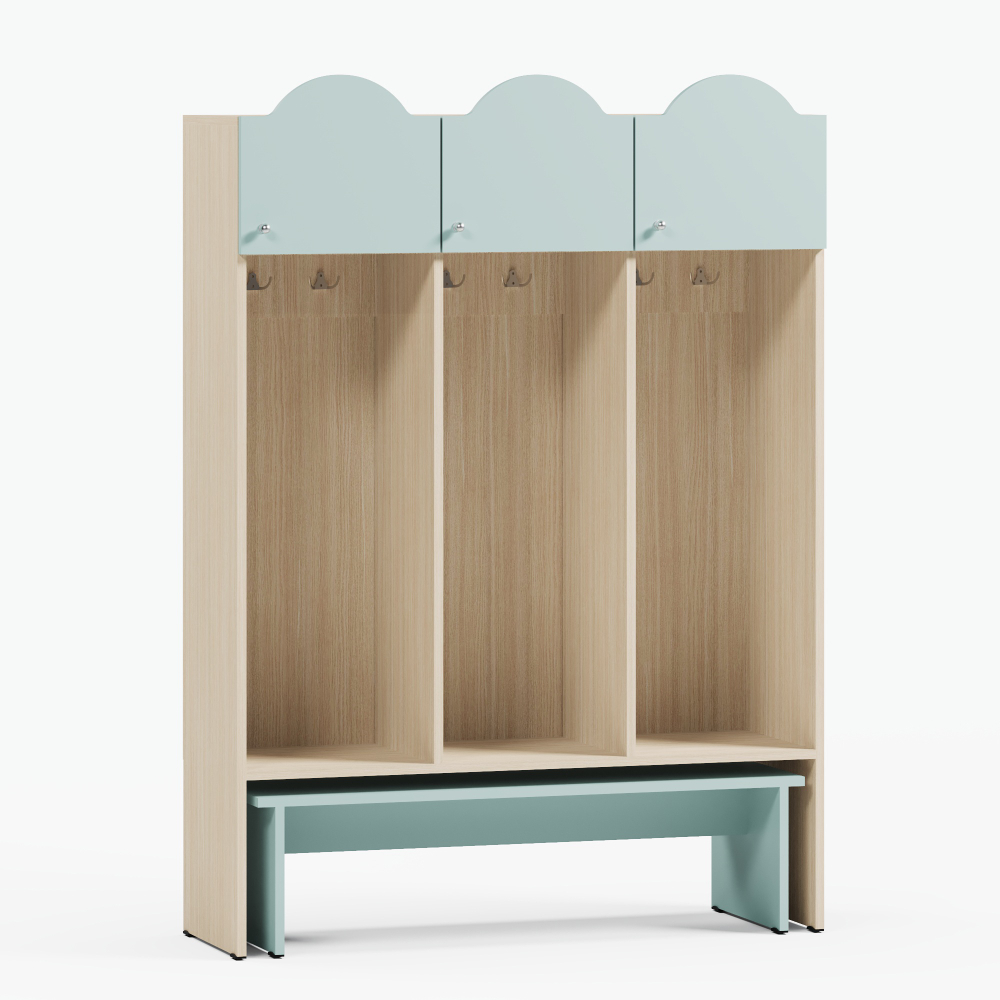 Детский шкаф Свейн 3С открытый со скамьей серия СКАНДИК