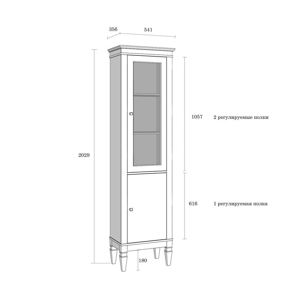 Шкаф Ольса-С 110 из массива сосны 54.1*202.9*35.6 см