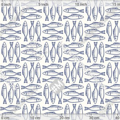 Клетчатый паттерн с рыбами на белом фоне by Lina shibumi 176 DPI